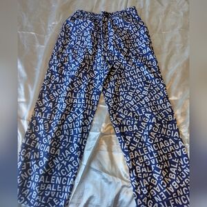 Balenciaga Bold Blue and White Text Scarf